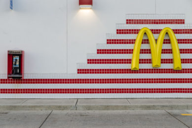 Pay telephone with McDonalds sign in Danbury Connecticut