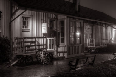 Railroad station in Herndon Virginia at night