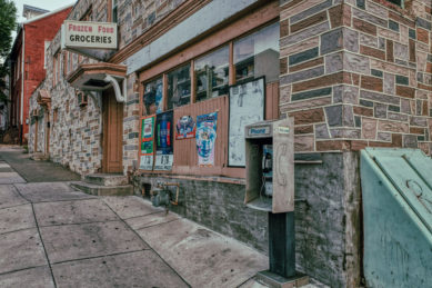 Pay telephone outside grocery store in Lancaster Pennsylvania