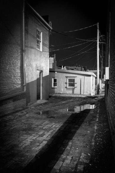 Alley at night in Leesburg Virginia