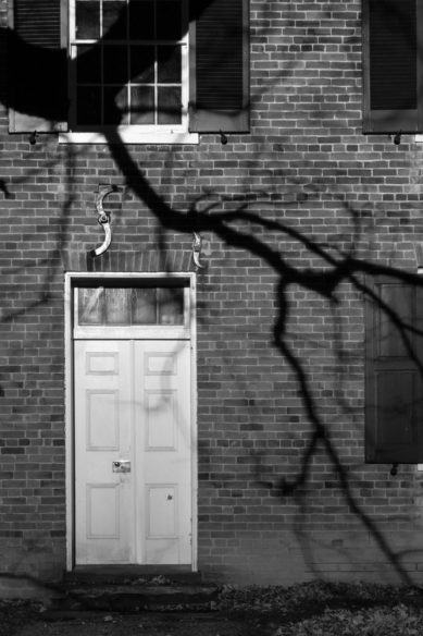 Shadow of tree at nigth on church in Loudoun County Virginia