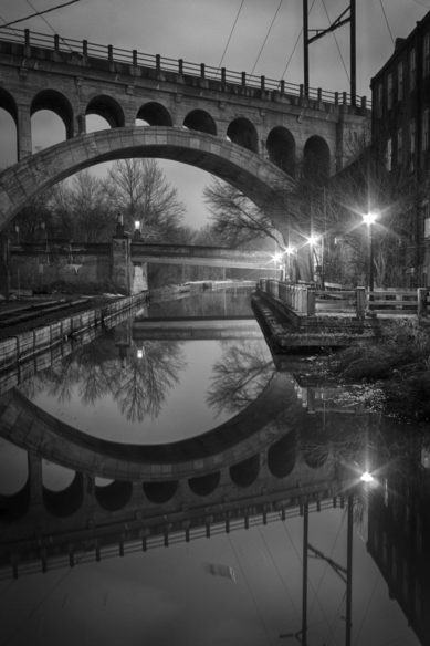 Arched bridge in Manayunk Pennsylvania at night