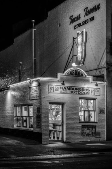Texas Tavern diner in Roanoke Virginia at night