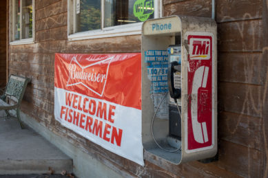 Pay telephone and beer sign at Seneca Rocks West Virginia