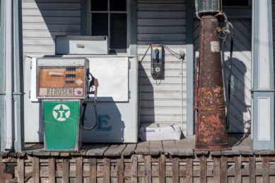 Pay telephone and vintage gas pumps in Seneca Rocks West Virginia
